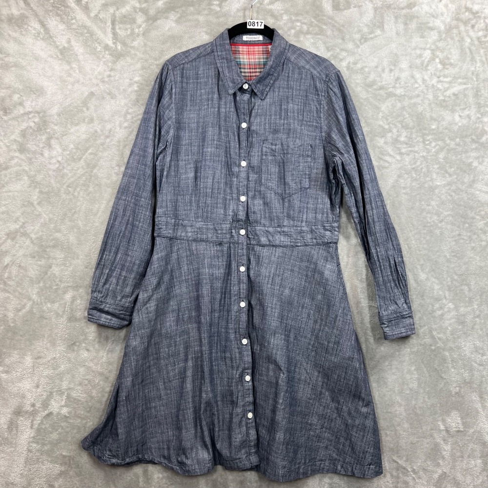 Toad&Co Blue Chambray Long Sleeve Button Down Dress Size Large